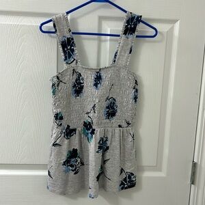 Small blue and gray floral tank
